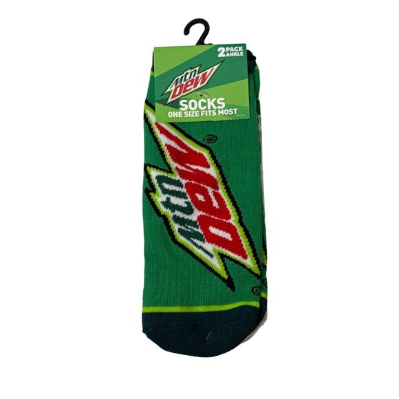 Mountain Dew Crew Ankle Socks Men’s Fun Soda Pop Graphic Novelty Gift - Picture 1 of 4